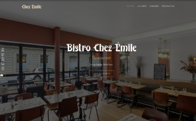 Création de site vitrine pour le projet Bistro Chez Émile Réalisé par l'équipe Aveko